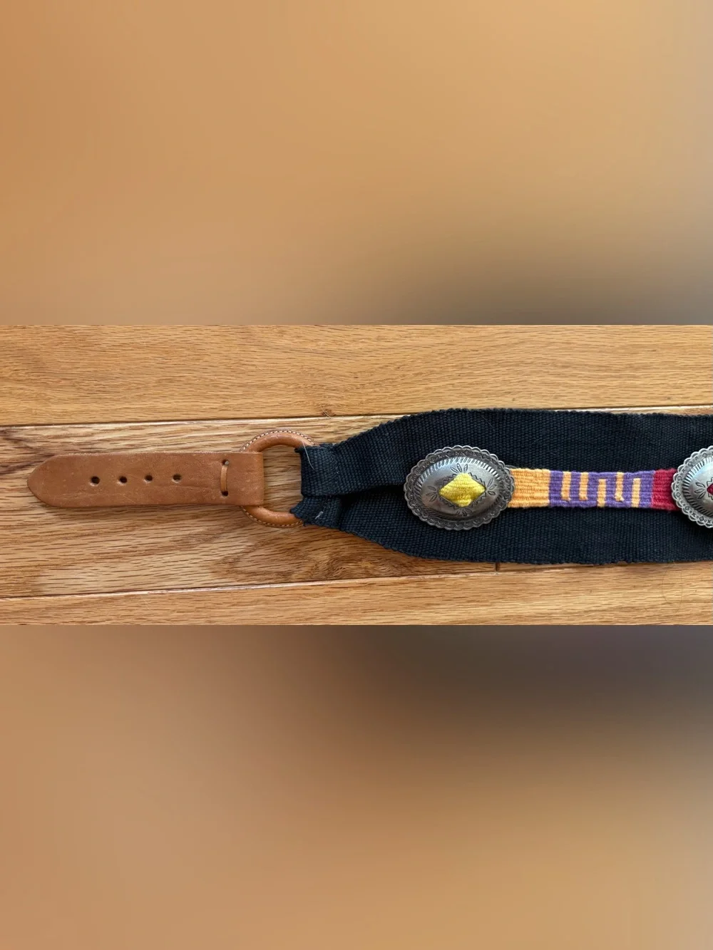 Women’s Concho Belt Multicolor Woven Boho Western Colorful Size L